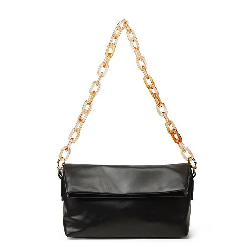 

New Bag With Logos Custom Print Chain Purse Handbag Large Capacity Underarm Women Leather Bags