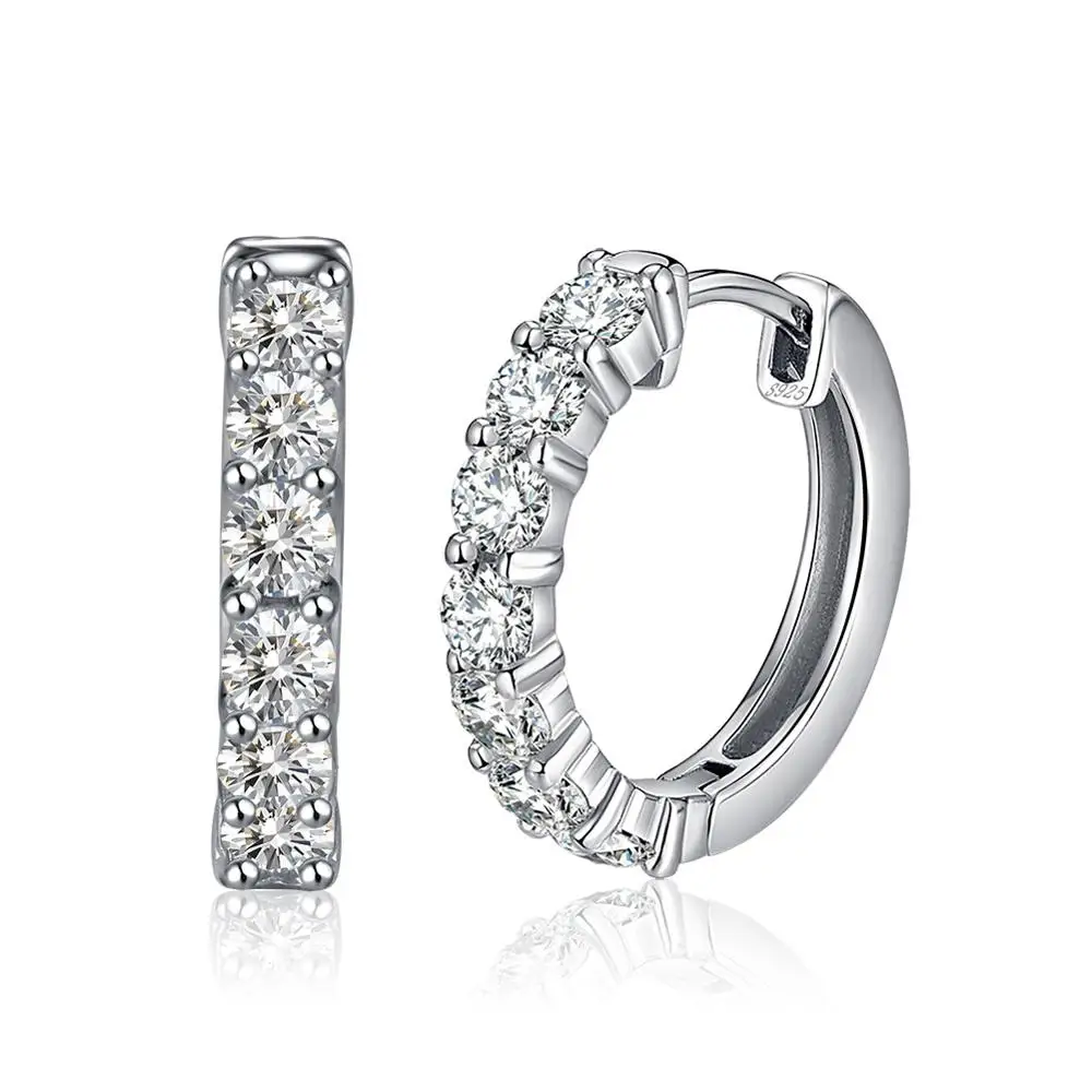 

RINNTIN SE82 Elegant Silver Earring 925 For Girl Zirconia Hoop Earrings