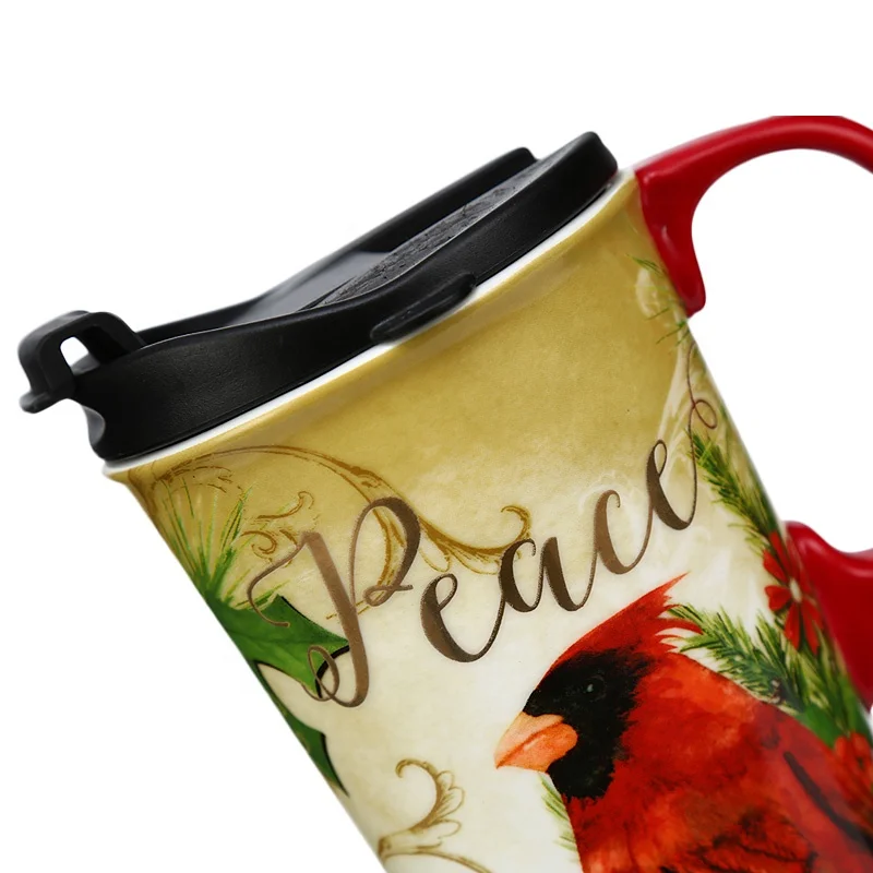 

2021 new product 450ml handmade pottery coloful bird cute coffee ceramic mugs for dirnk, Customized colors acceptable