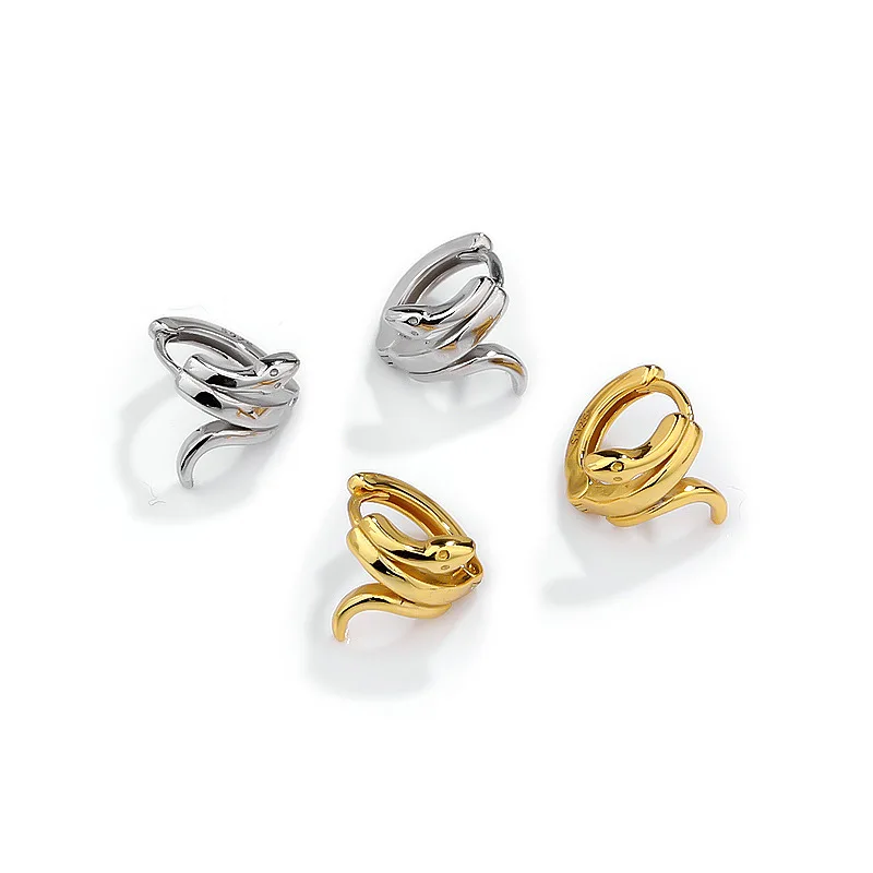 

925 Sterling Silver Snake Shaped Ear Buckle European and American Style Temperament Fashion Hoop Earrings for Women