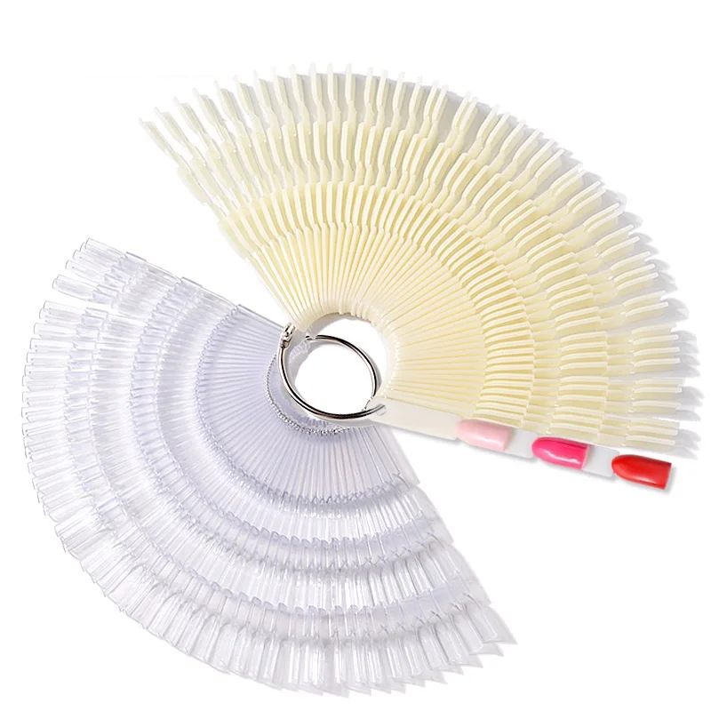 

150 Colors Oval Clear/Natural Nail Tips Fan Shaped Color Palette Card Display Nail Practice Swatches Sticks For DIY