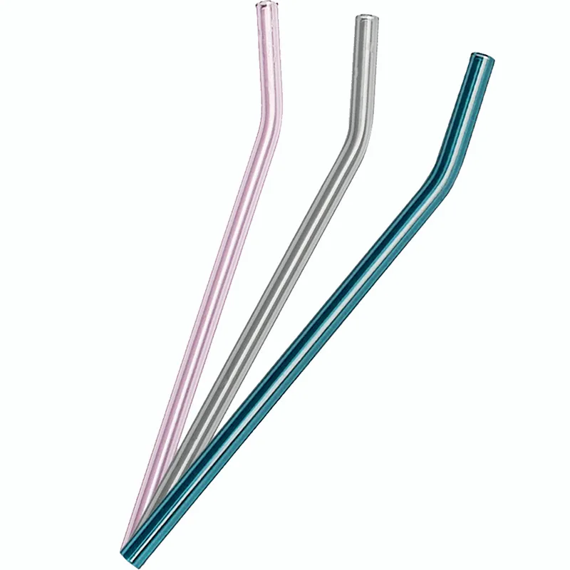 

Factory wholesale colored glass straws, transparent cups, curved juice drink straws