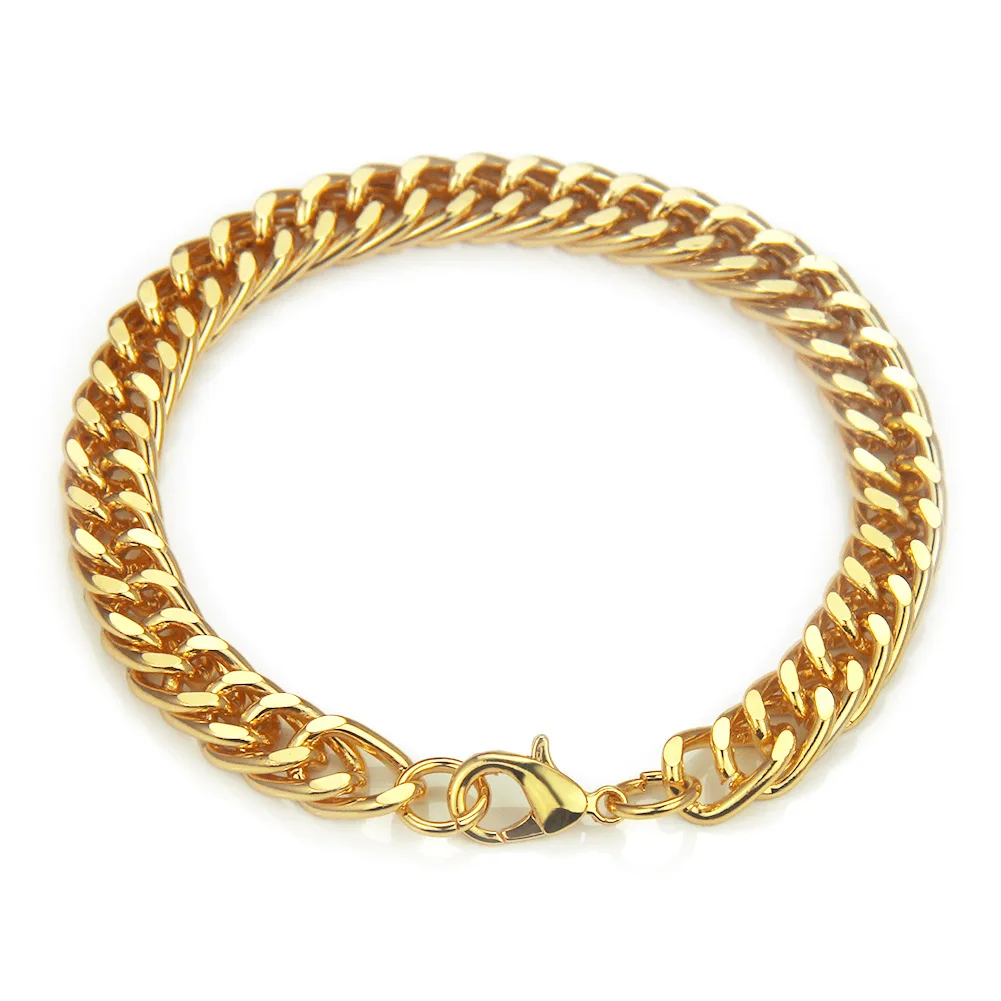 

18 K Wholesale gold-plated Vintage Gold Color Chain Link Bracelets For Women/Men Gift Jewelry
