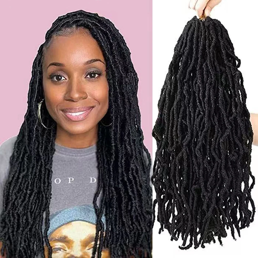 Wholesale New Pre-Looped Nu Faux Locs Synthetic Hair Extensions Soft Locs Crochet Braiding High Temperature Fiber Black Color