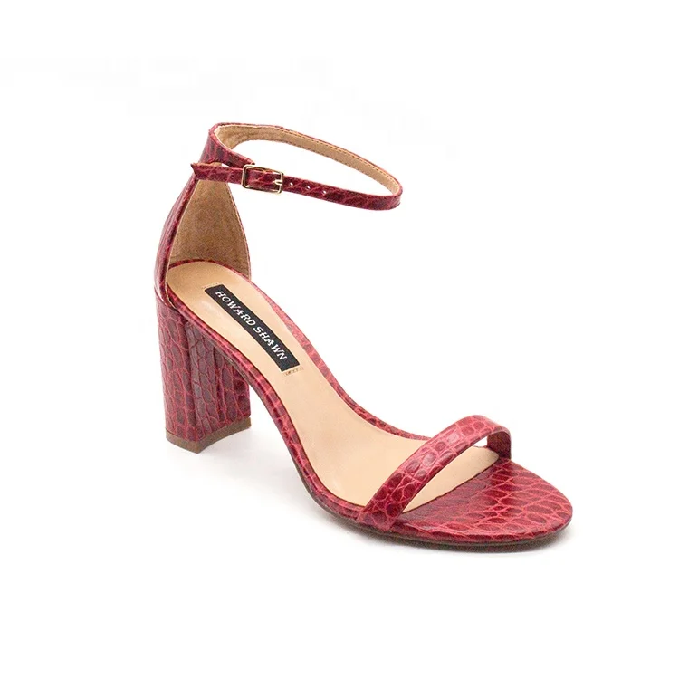 

2020 new fashion sexy chunky dress high square heel sandals for women, Red