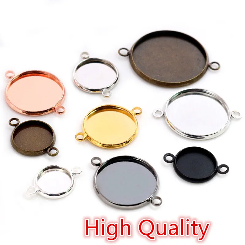 

20pcs/lot 10-20mm Inner Size Double Loops Style Iron Material Multi-Colors Cabochon Base Cameo Setting Charms Pendant