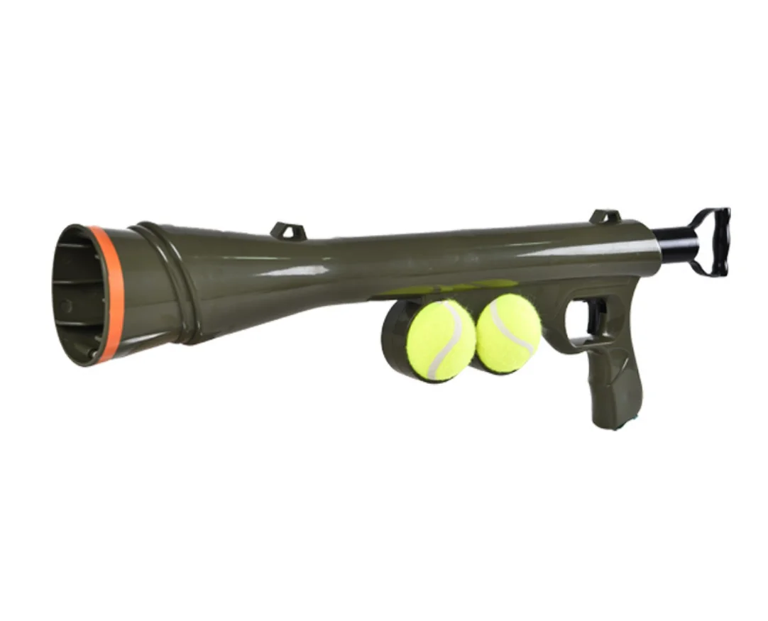 

Funny Pet Dog Gun Toy Training Muzzle Catapult Incentive Tool Tennis Ball Blaster Dog Toy, Army green