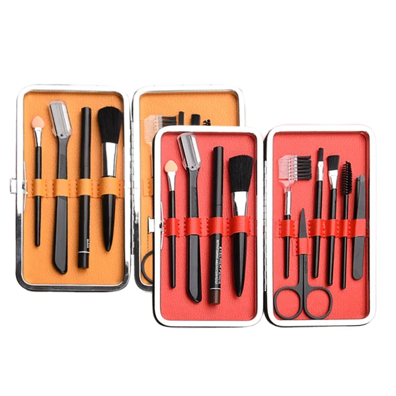 

Private Label 10 in 1 Professional 10pcs Eyebrow Tweezers and Makeup Brush Set For Eyeshadow Make up Eye Beauty