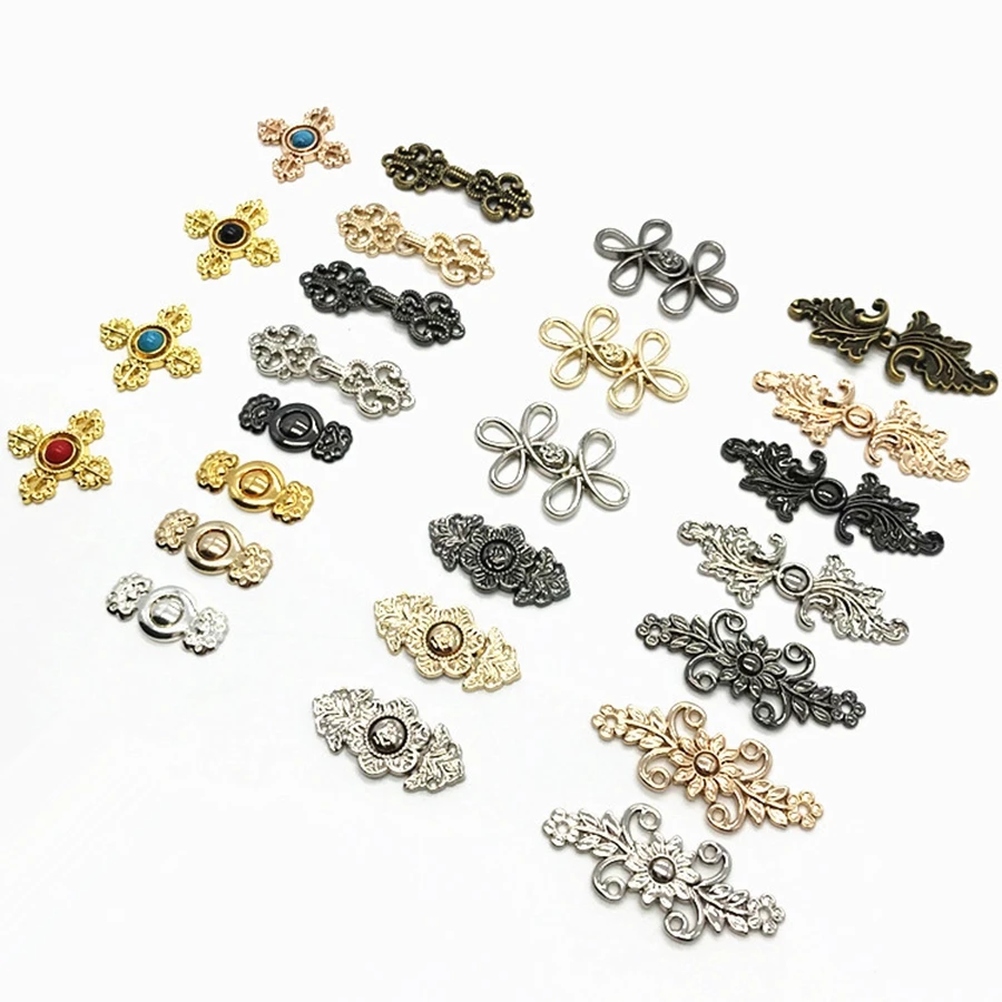 

Buttons for Clothing Cloak Cape Luxury Chinese Knot Button Clasp Fasteners Hook and Eye Decorative Buckle Button, As the picture