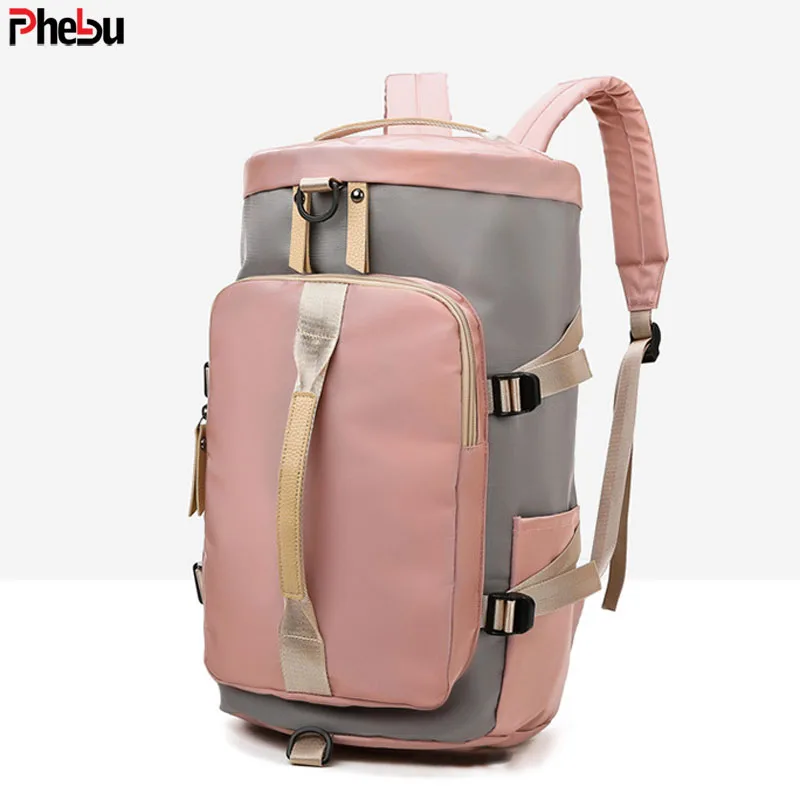 

Gym Bag Backpack Waterproof Duffle Bags Travel Weekender Duffel Bag with Shoes Compartment, Pink/green/custom colors