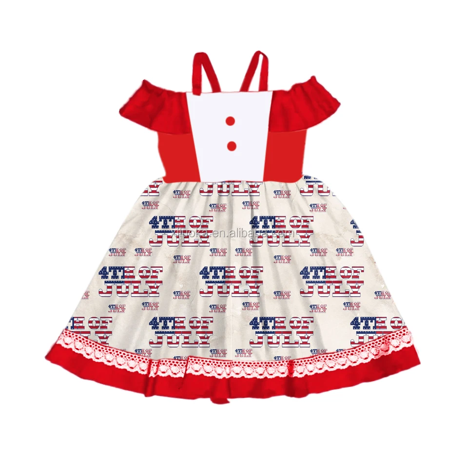 

Knitted American Festivals Girls Dress Infants Kids Dress 2020 July 4th Twirl Dress, Picture