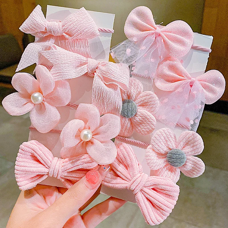 

MIO 10pcs/set Lovely Bow Elastic Toddler Hair Ties Set Ponytail Holder Sweet Flower Hair Band Soft Rubber Band For Girls Kids