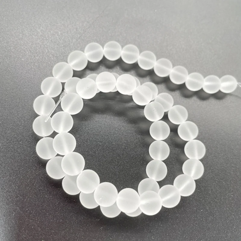 

Fashion Beads for Jewelry Making Matte Frosted Clear Quartz Crystal Round Gemstone Loose Beads