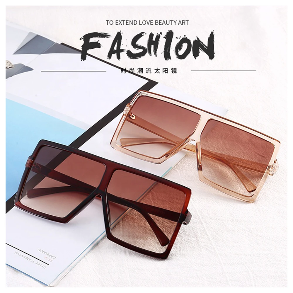 

2019 Europe and the United States Fashion Men Women Trendy Big Square Frame Oversized Shades Sun Glasses, Sunglasses 2020 2021/