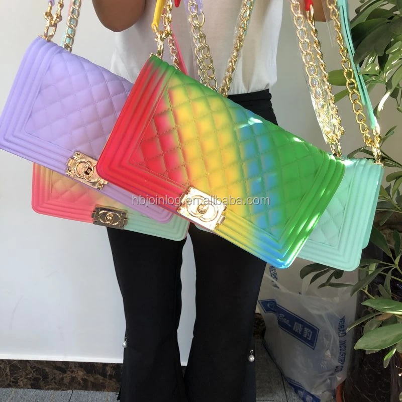 

Rainbow purses big large girls silicone/pvc jelly purse and women handbag jelly candy bags vendors in stock