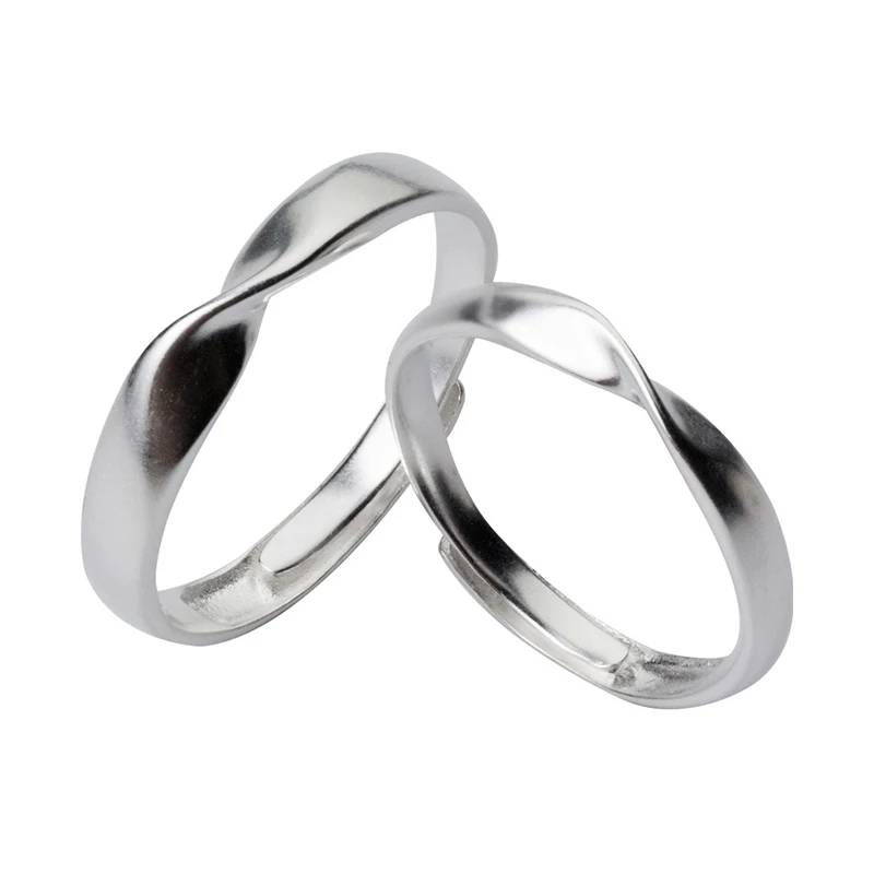 

R1369 Silver Trending Custom Jewelry 925 Silver Ring Man And Woman Frosted Smooth Face Couple Knot Ring