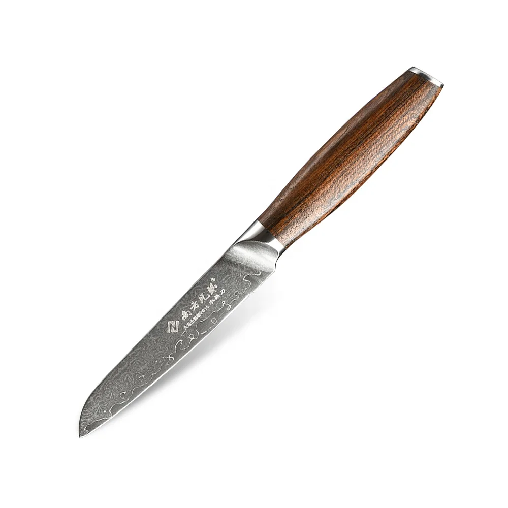 

Nanfang Brothers Damascus Paring Knife Professional VG10 Damascus Steel Comfortable Ergonomic Wood Grain Handle 3.5 Inch