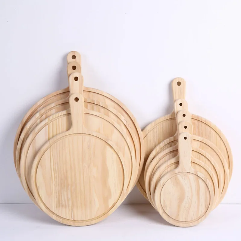 

Wholesale Custom Wooden Pizza Tray With Handle, Natural