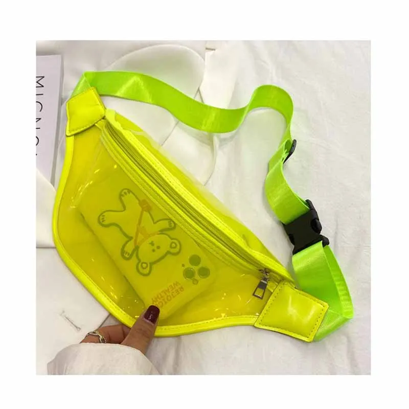 

New Arrival Fashion Transparent PVC Fluorescent Color Waist Bag INS Style Street Young Boys Girls Hip Hop Jelly Bum Fanny Bag