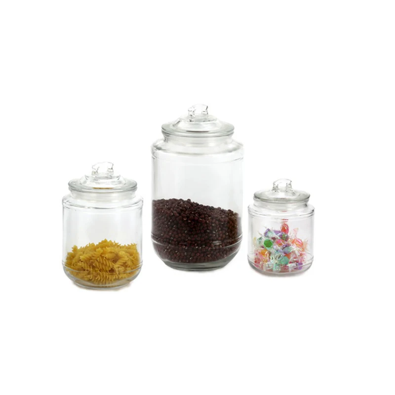 

F6495 Hot Sale High Quality New Style Glass Storage Jar With Lid, Tubular Glass Storage Jar For Kitchen Jar Set