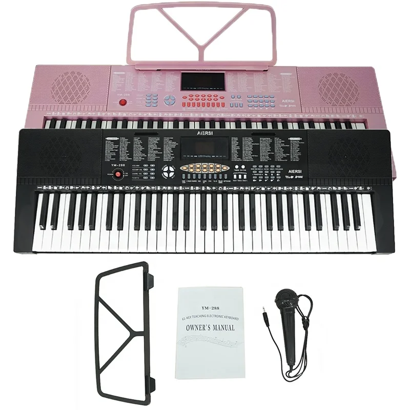 

Hot Sale Aiersi Brand Wholesale price Electronic Organ 61 Keyboards Piano children toys portable musical instrument, Black