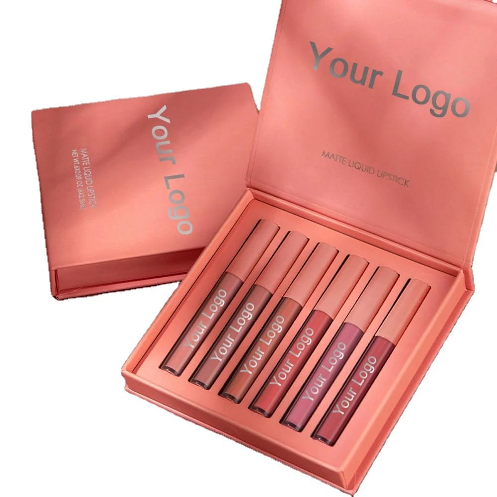 

Waterproof Long Lasting Beauty Cosmetic Custom shine 6pcs Liquid Lipstick sets, 6 colors