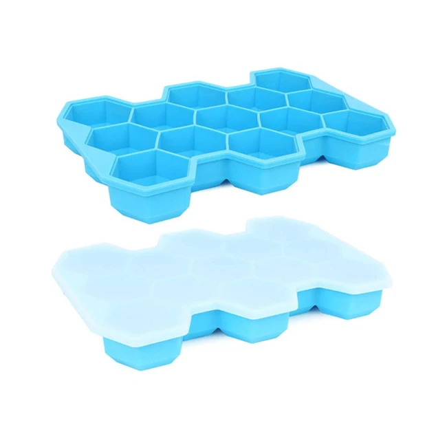

Reusable Ice Mold With Removable Lid Custom Silicone Ice Cube Tray, Black, orange, blue, green