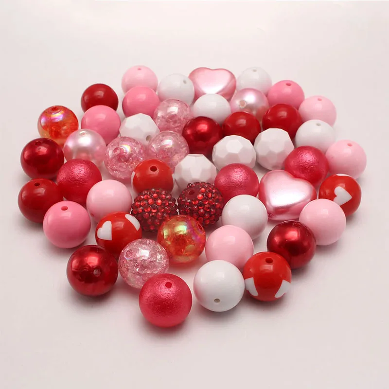 

Hot Selling 50pcs Wholesale Chunky Gumball Beads Pink Color Bulk 20mm Bubblegum Beads Acrylic Loose Beads For Jewelry Making