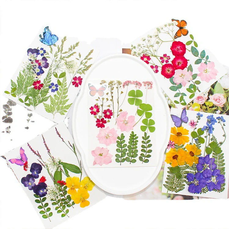 

I039 Mini Dried Flower Bouquet Photo Frame Epoxy Dried Flower Phone Case Herbarium with Butterfly Sticker