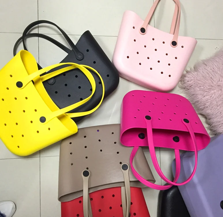 

Cheap Customized Eva Beach Tote Bag Hollow Out Waterproof Large Capacity Beach Storage Handbag Basket Customized
