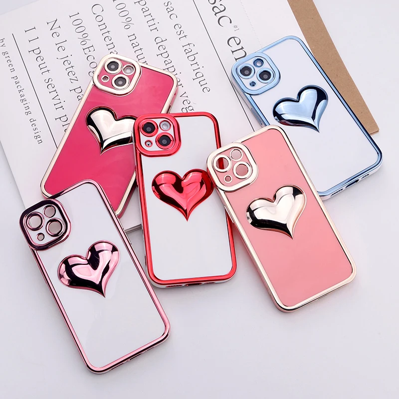 

Spot wholesale luxury simple design 3D heart design mobile phone case for 11 pro max, Transparent