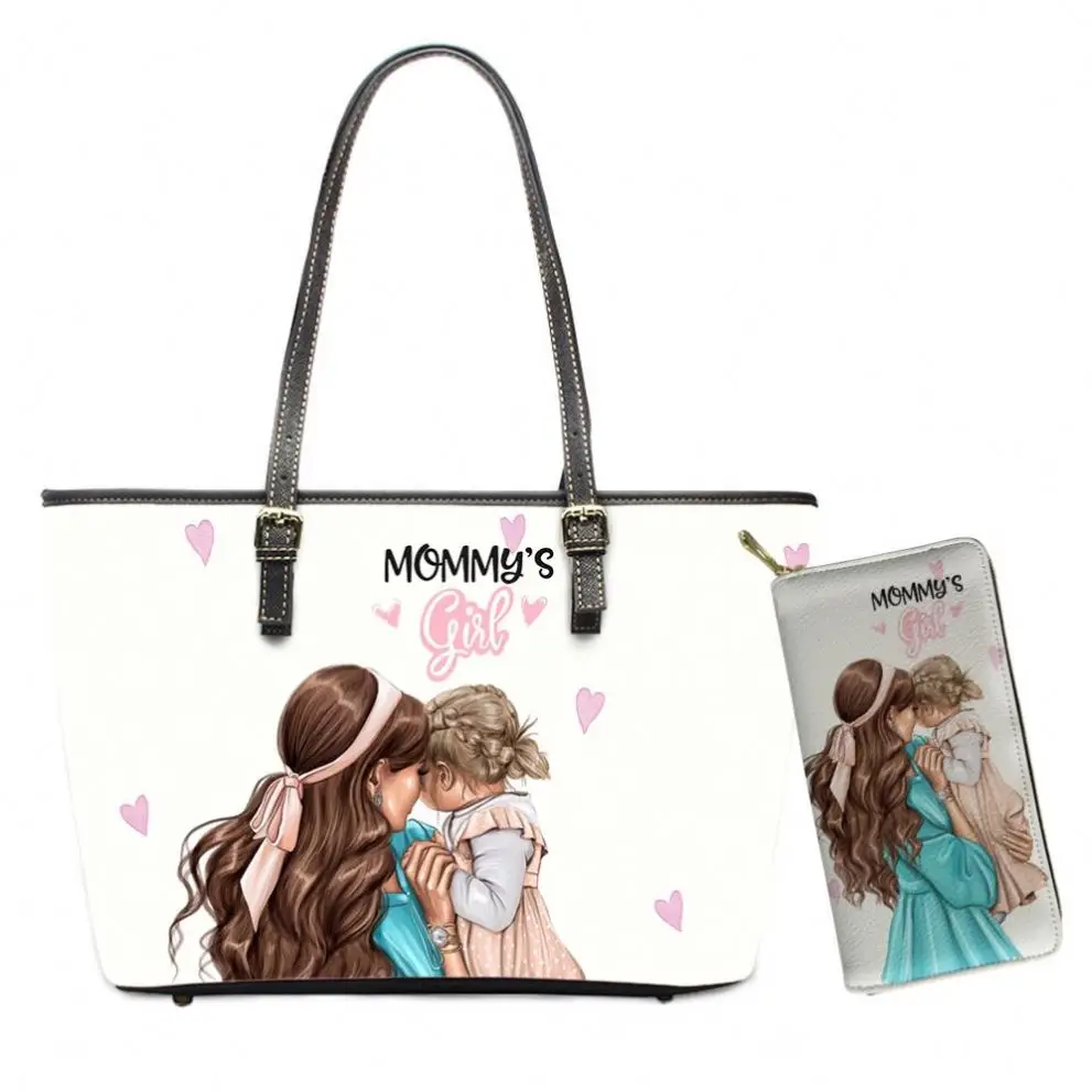 

Luxury Handbags for Women 2021 Mommy/Baby Pattern Custom Women Purses Handbags 2 Pcs with Zip Women Tote Travel Bag Gift for Mom, Customized color