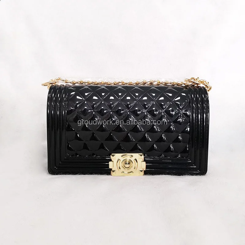 

China wholesale retail Matte Solid Color Fashion Candy Purse women cute lattice handbags gold chain sac a main femme, Rich