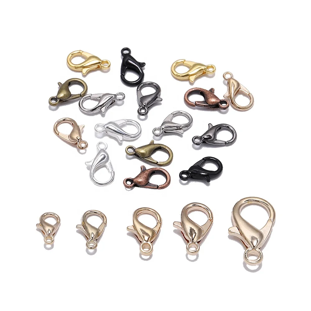 

50pcs/lot Gold Silver Alloy Lobster Clasp Hooks For DIY Jewelry Clasp Findings Necklace Bracelet Chain Accessory Supplies, As picture