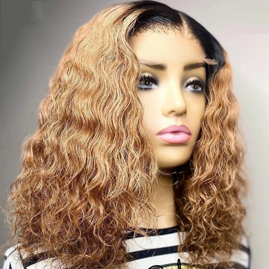 

T1B/27 Natural Wave Bob Wigs Colored Human Hair Lace Closure Wigs For Women