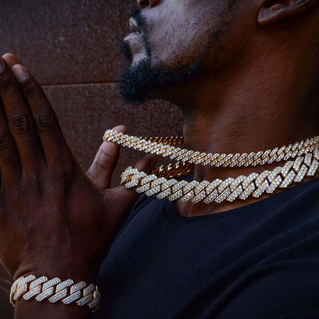 

2020 hip hop 19mm iced out bling cz cuban link chain necklace for men, Picture