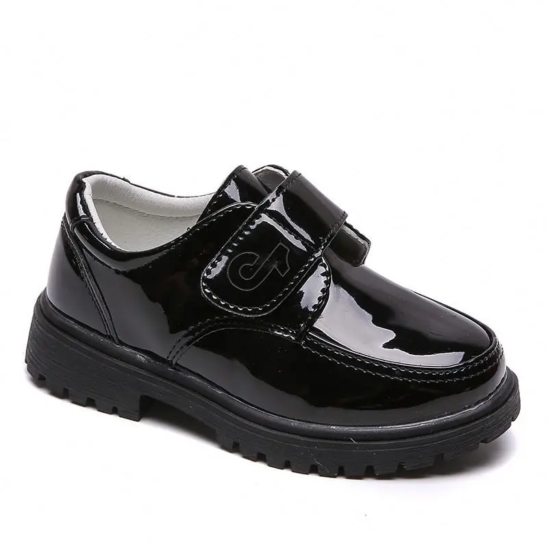 

Factory Wholesale Kids Back To School Student Shoes Leather Boys School Black Shoes For Children
