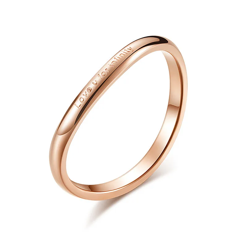 

New Trendy Stainless Steel Jewelry Ring Rose Gold Plated Cured Finger Ring Women