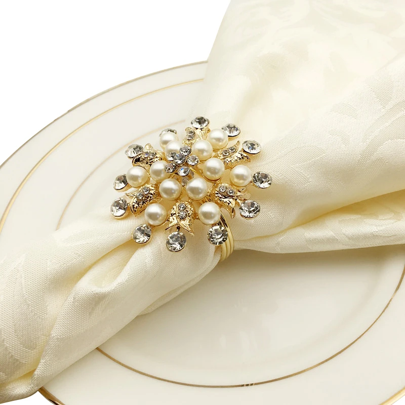 

Latest design gold pearl napkin ring for wedding