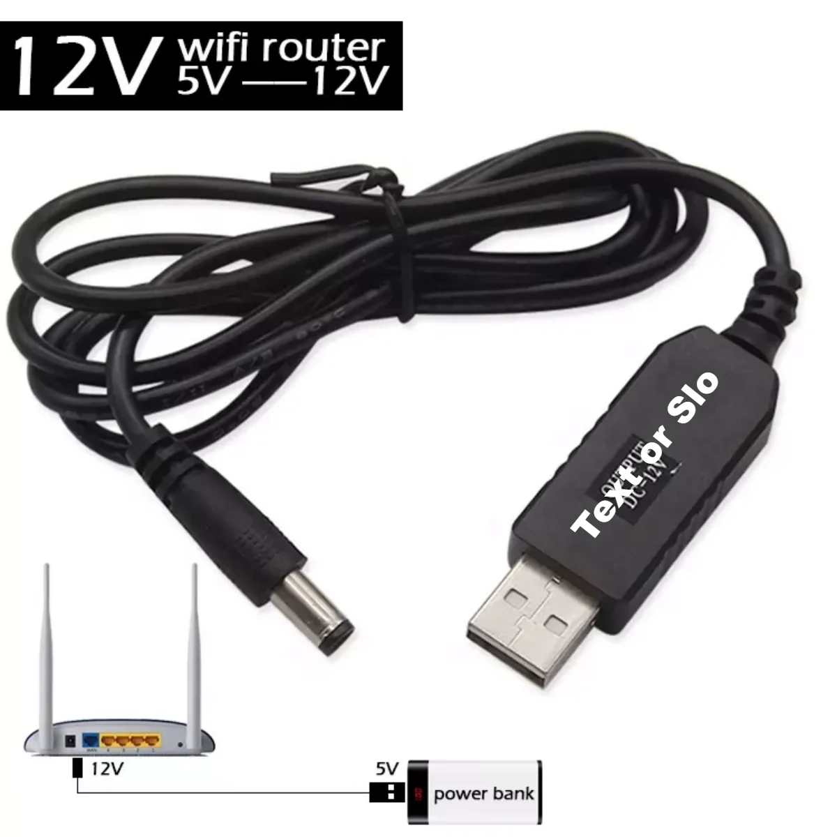 QC3.0 USB to 5V-12V Adjustable Voltage 5.5x2.1mm Power Cable for WiFi Router LED 
