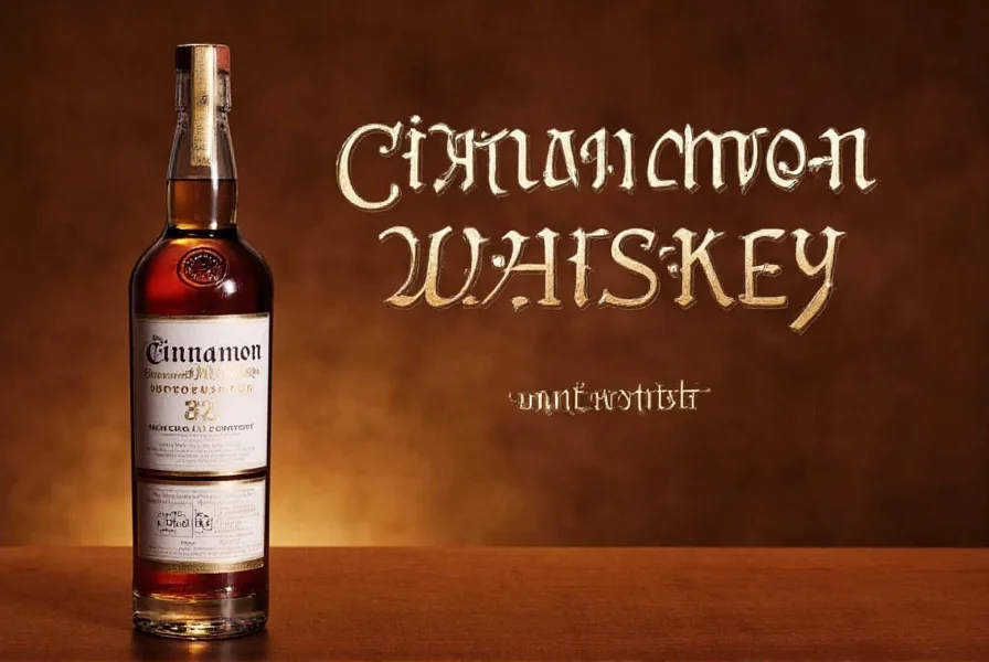 Close-up of cinnamon whiskey bottle showing alcohol content label on the back