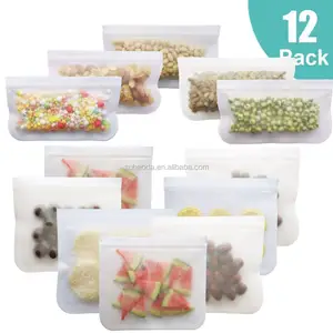 Image of FDA Grade PEVA Snack Bags leakproof storage bag reusable ziplock sandwich lunch bag