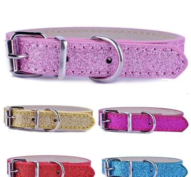 

Cheap Pu Leather Pet Dog Collars Adjustable Collar For Small Dogs Pink Red Gold Blue Colors Puppy Pet Supplies