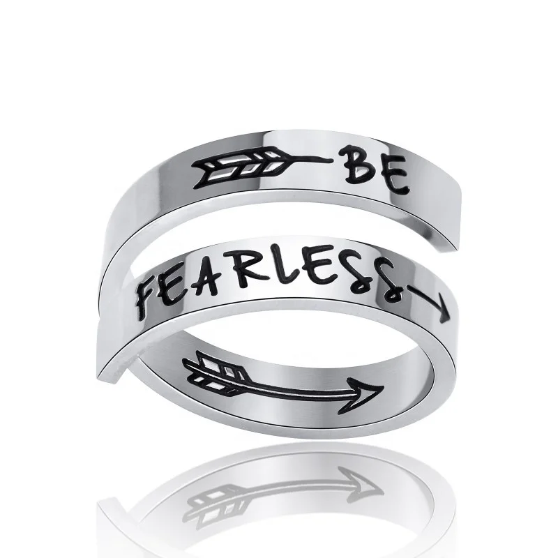

Loftily Jewelry High Quality BE FEARLESS Engraved Punk Style Stamped Jewelry Hot Selling on Etsy Custom Stainless Steel Rings