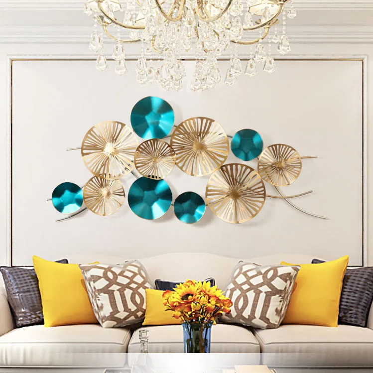

Metal 3D Hallway and Living Room Background Wall Decoration Art, Blue and gold