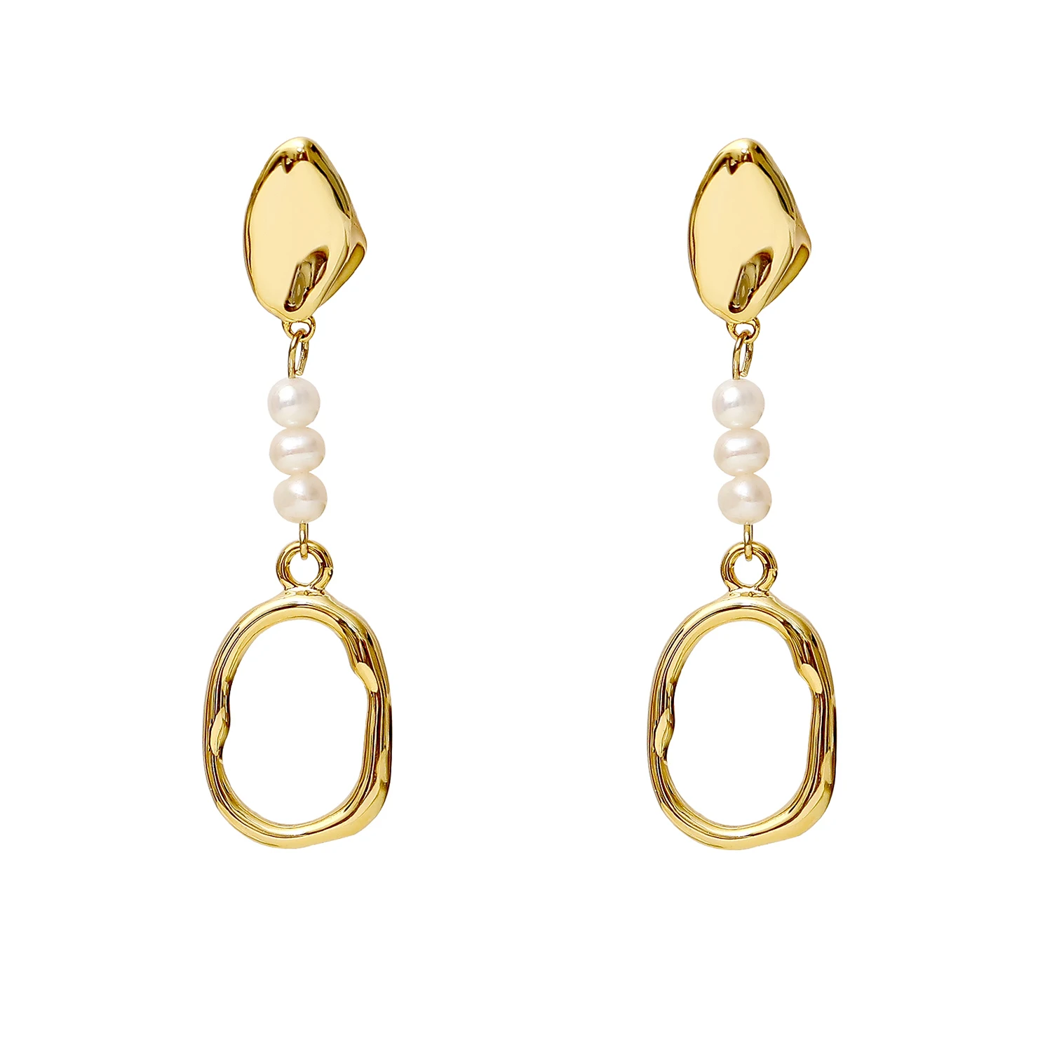 

Hyacinth Original Design Exquisite French Style Pearl Gold Patch Earrings Drop