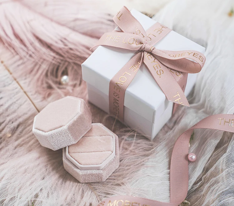 

Wholesale custom logo printed high end velvet ring earring christmas jewelry box