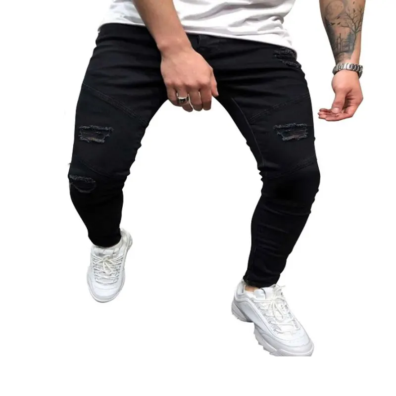 

Men Ripped Zipper Fly Skinny Jeans Trousers Plus Wholesale Pants