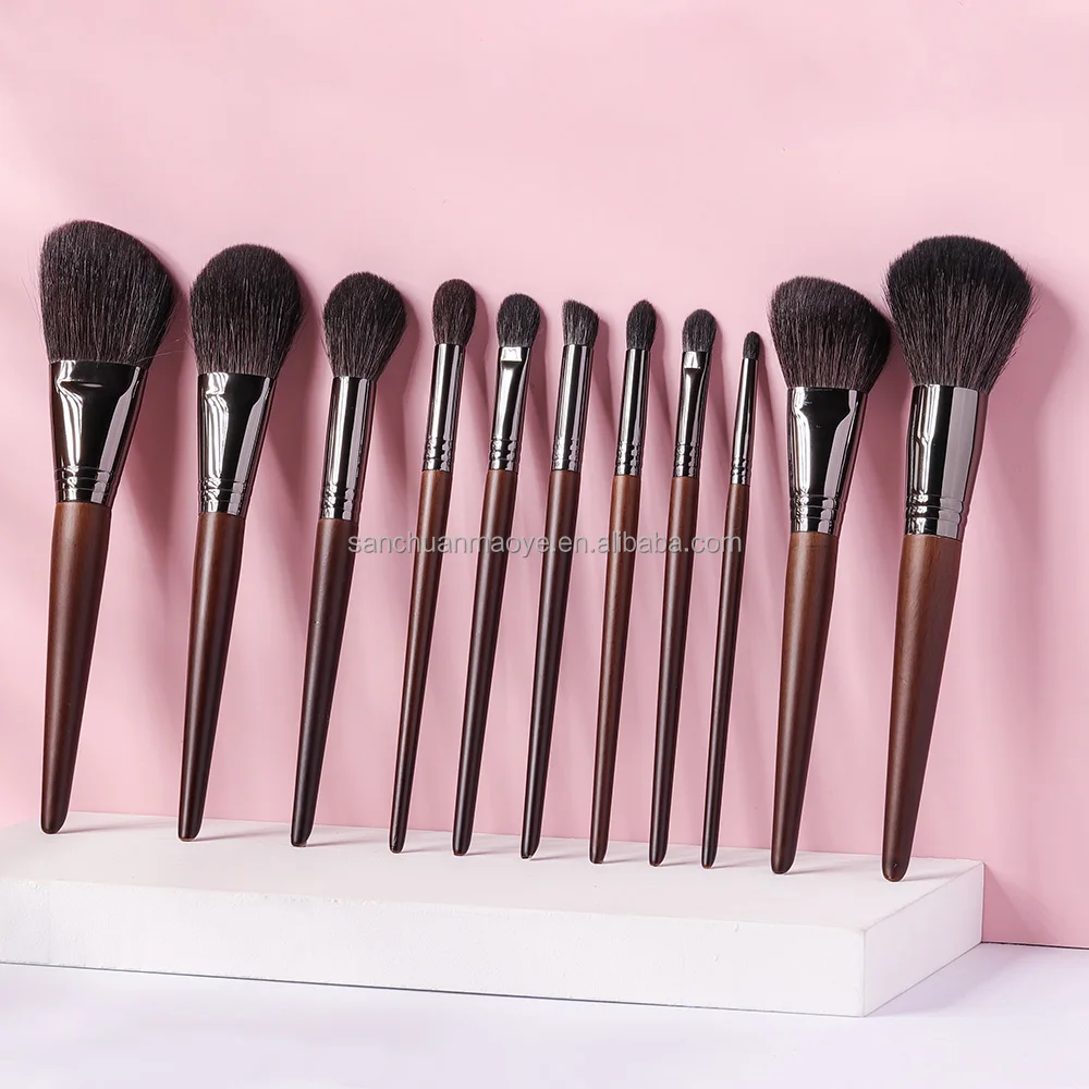 

OVW 11pcs Soft Goat Hair Makeup Brushes Set Powder Blusher Contour Highlight Eyeshadow Brush Professional Make Up Tool