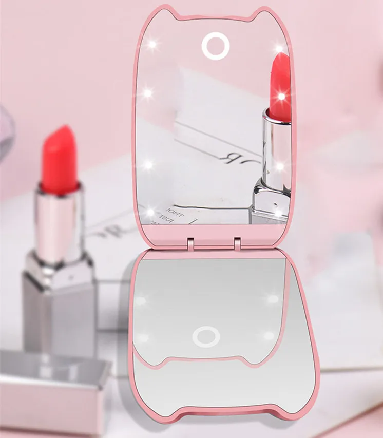 

OMG espejo con luz led maquillaje de mano inteligente para maquillarse portatil bolsillo smart mini makeup mirror, Black and whtie and pink